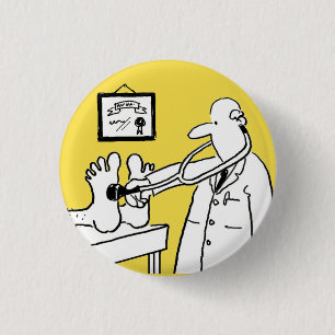 Doctor with Stethoscope Checking Feet 3 Cm Round Badge
