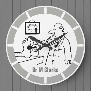 Doctor with Stethoscope Checking Feet Large Clock