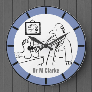 Doctor with Stethoscope Checking Feet Large Clock