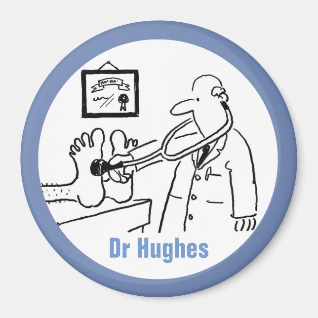 Doctor with Stethoscope Checking Feet Magnet (Front)