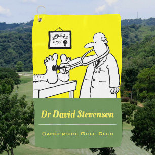 Doctor with Stethoscope -  Funny Medical Cartoon Golf Towel