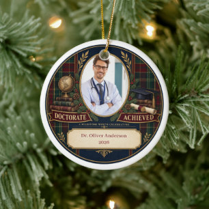 Doctorate Achievement Photo Personalised PhD Ceramic Tree Decoration