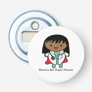 Doctors Are Super Heroes Female Black Personalise Bottle Opener