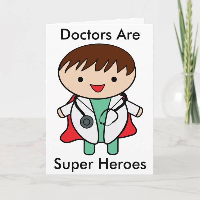 Doctors Are Super Heroes Thank You Card (Front)