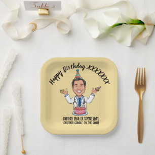 DOCTORS BIRTHDAY PARTY CALM yellow ANTISTRESS Paper Plate