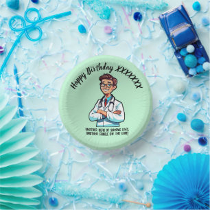 DOCTORS BIRTHDAY PARTY green anti-stress Paper Plate