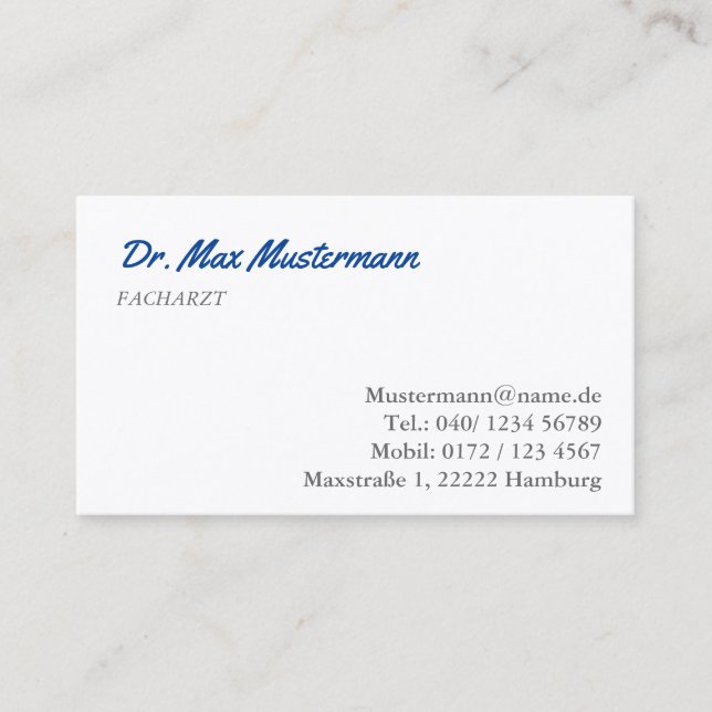 doctor's business card (Front)