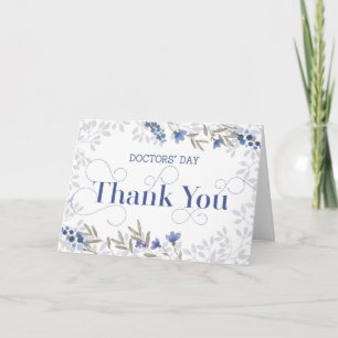Doctors' Day Card - Thank You in Swirly Text Blue