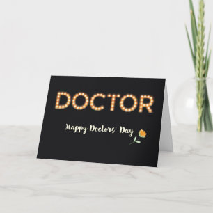 Doctors’ Day Marquee Light Bulb Letters, Orange  Card