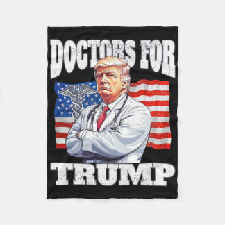 Doctors For Trump American Flag Trump Lab Coat Fleece Blanket