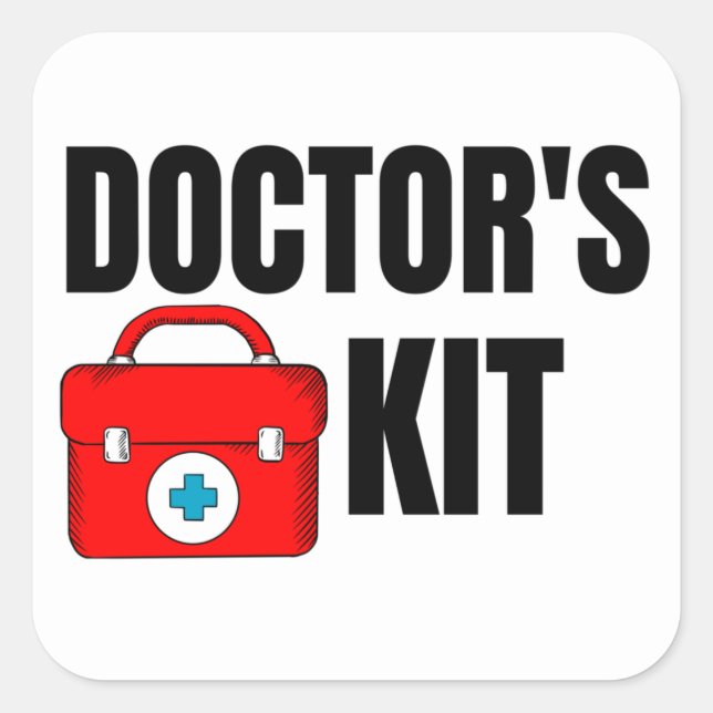 Doctors medical kit  square sticker (Front)