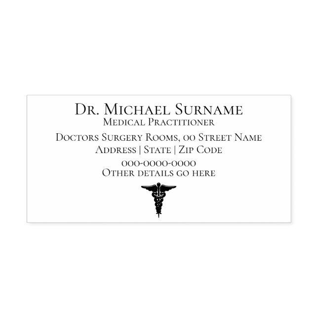 Doctors Medical Professionals DIY caduceus Self-inking Stamp (Design)