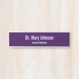 Doctor's Name Speciality Dark Purple Medical Offic Door Sign