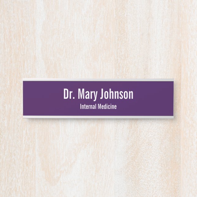 Doctor's Name Speciality Dark Purple Medical Offic Door Sign (Front)