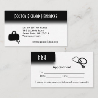 Doctors Office Appointment on Back Business Card