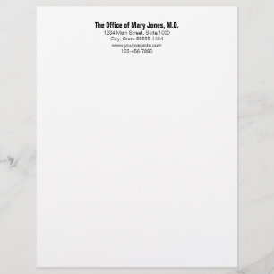 Doctor's Office Black and White Phone and Address Custom Letterhead