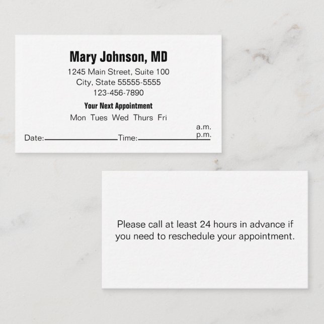 Doctors Office Black White Your Next Appointment (Front/Back)