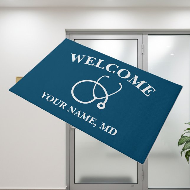 Doctor's office stethoscope logo custom doormat (doctors office doormat)