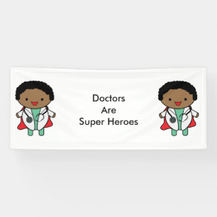 Doctors Super Hero Black Kawaii Personalise Banner