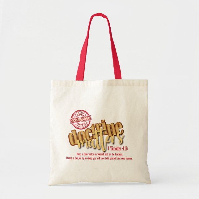 "Doctrine Matters" Budget Tote (Red) Bag (Front)