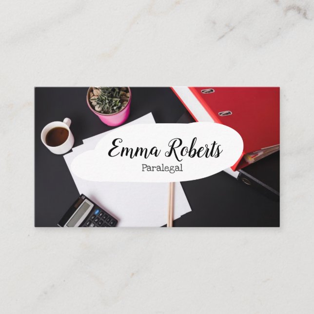 Documents Pink Law Lawyer Paralegal Business Card (Front)
