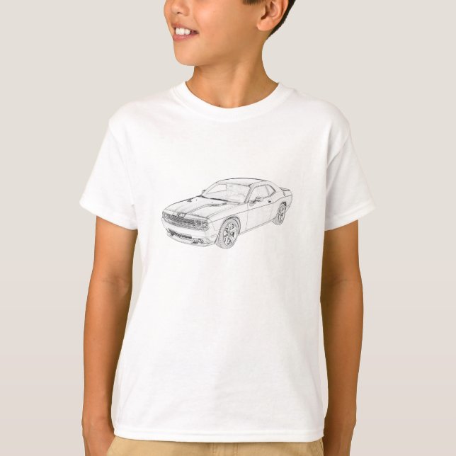 Dodge Challenger Pencil Sketch Mopar Kids T-Shirt (Front)