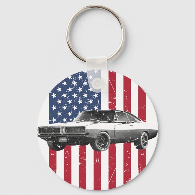 dodge charger american flag key ring (Front)
