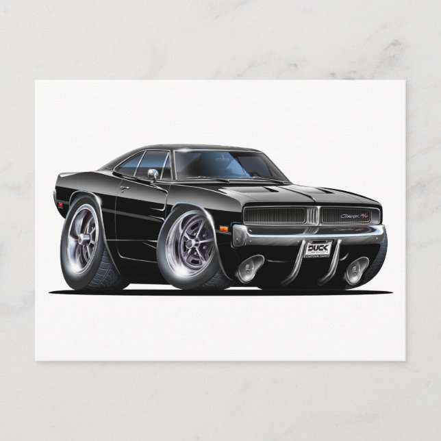 Dodge Charger Black Car Postcard (Front)