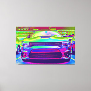 Dodge Charger Colour Manipulated Canvas Print