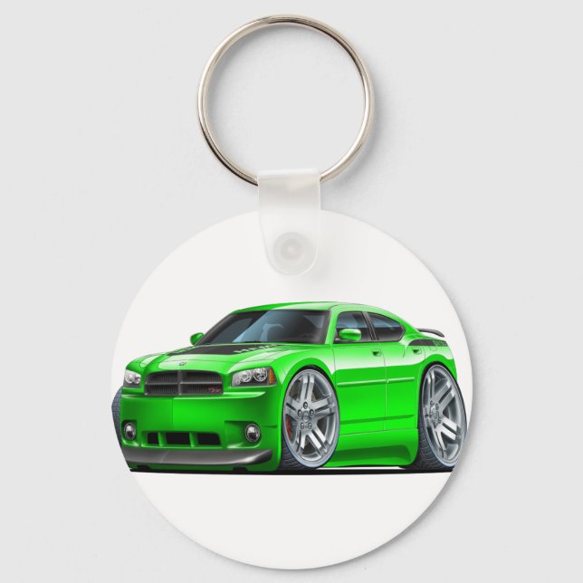 Dodge Charger Daytona Green Car Key Ring (Front)