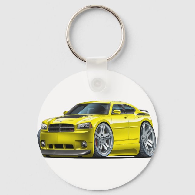 Dodge Charger Daytona Yellow Car Key Ring (Front)