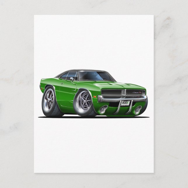 Dodge Charger Green Car Postcard (Front)