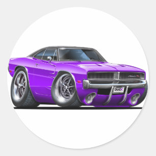 Dodge Charger Purple Car Classic Round Sticker