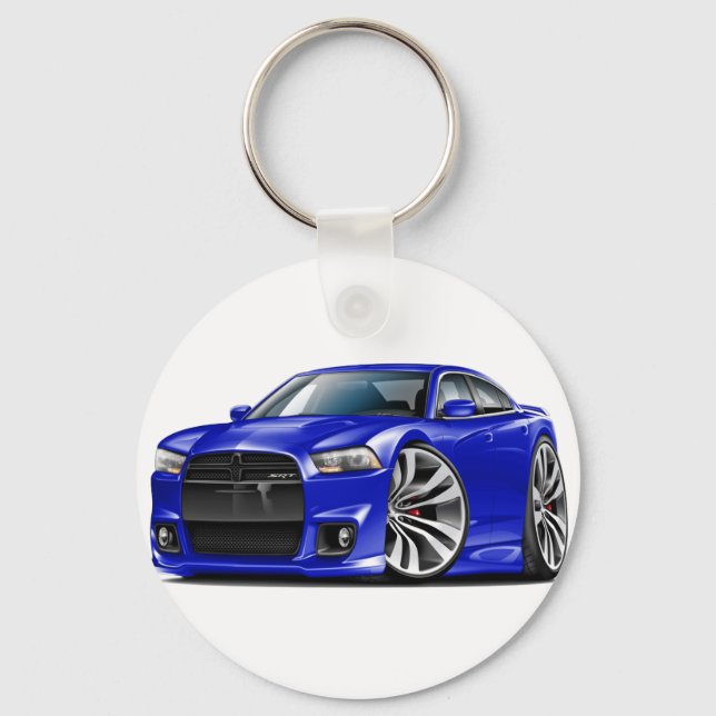 Dodge Charger SRT8 Blue Car Key Ring (Front)