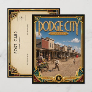 Dodge City Kansas Vintage Art Deco Golden Age Postcard