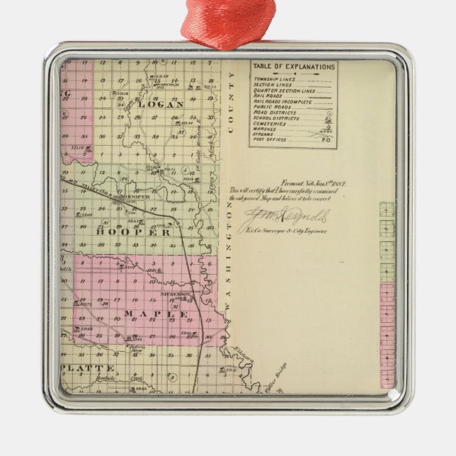 Dodge County, Nebraska Metal Tree Decoration (Front)