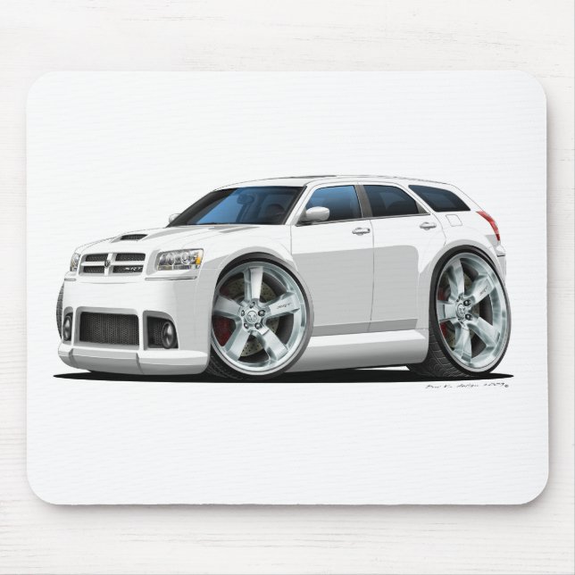 Dodge Magnum White Car Mouse Pad (Front)