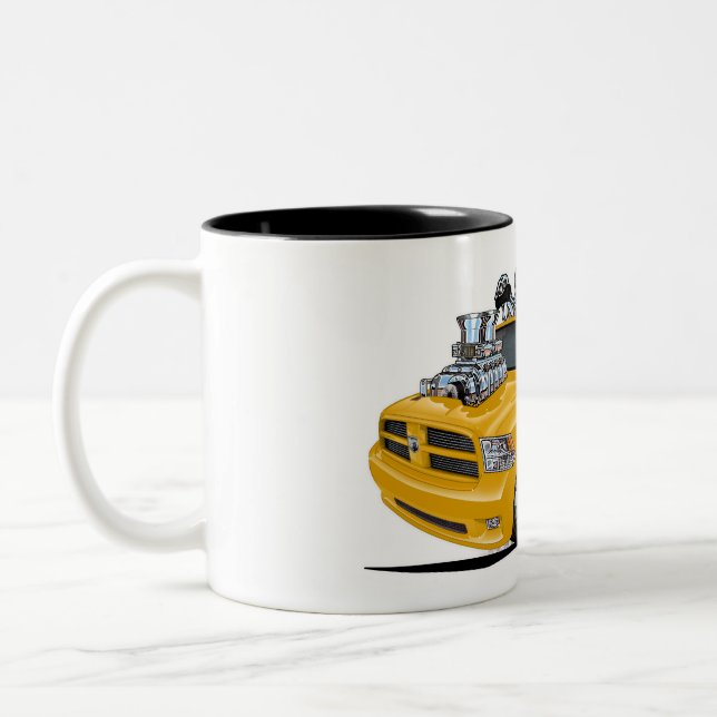 Dodge Ram yellow 1500 pickup Truck Two-Tone Coffee Mug (Left)