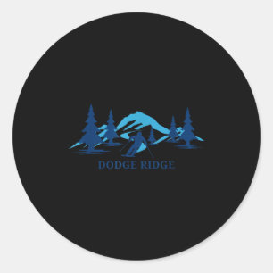 Dodge ridge california ski resort skiing skier classic round sticker