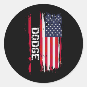 Dodge Usa Flag Classic Round Sticker