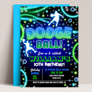 Dodgeball Birthday Invitation Neon Dodgeball Party