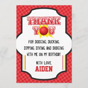 Dodgeball Birthday Thank You Card Sports