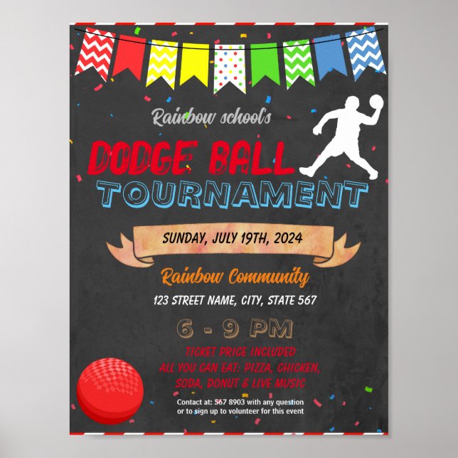 Dodgeball school event template poster (Front)
