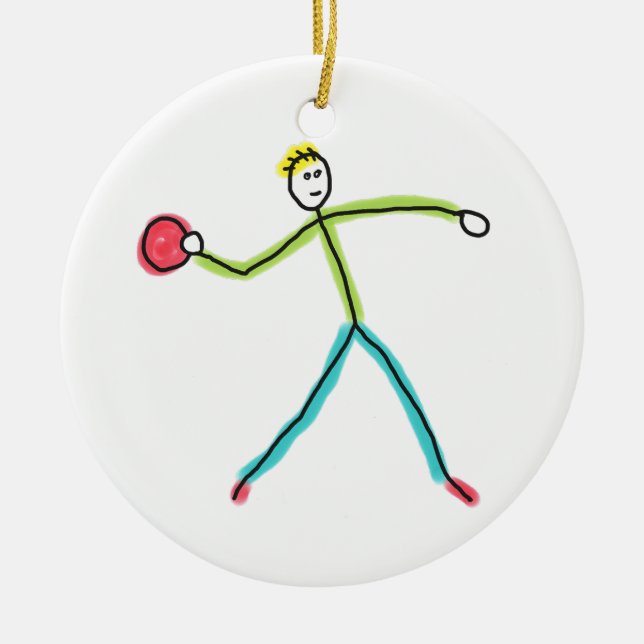 Dodgeball Stickman Ceramic Tree Decoration (Front)