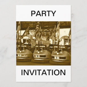 Dodgem Cars in Sepia Party Invitation