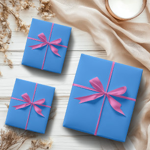 Dodger Blue Solid Colour   Classic   Elegant Wrapping Paper Sheet