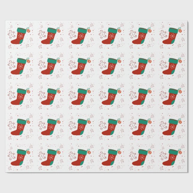 Dodo Craft Studio Cute Christmas Stocking Holiday. Wrapping Paper (Flat)