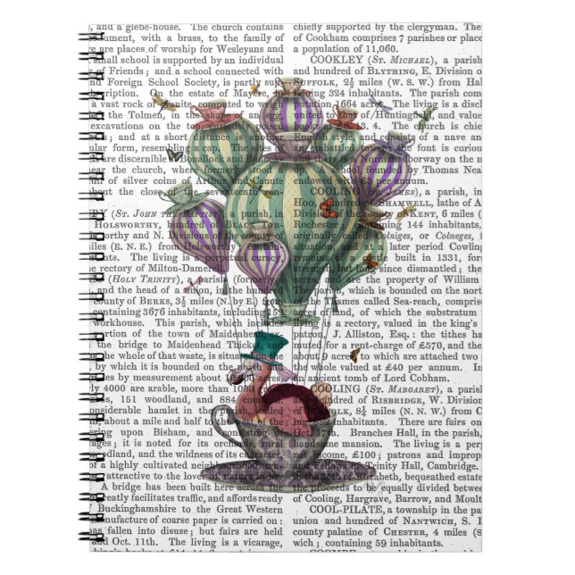 Dodo in Teacup with Dragonflies Spiral Notebook (Front)