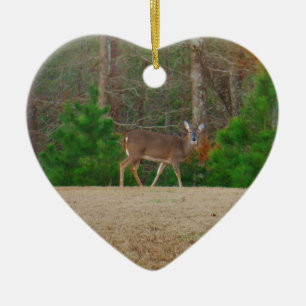 Doe a Deer & Pine Trees Ceramic Tree Decoration