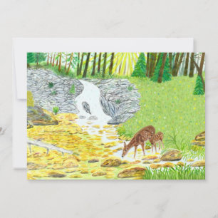 Doe and Fawn Flat Card